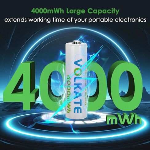 بطاريات ليثيوم 4000MWH AA قابلة لإعادة شحنها ، 8 حزمة 1.5 فولت بطاريات LI-ION عالية السعة مع شاحن ، شحن سريع ، لكاميرا باب وميض أو كاميرا خارجية ، أجهزة إكس بوكس/VR ، لعبة ، لعبة in Saudi Arabia