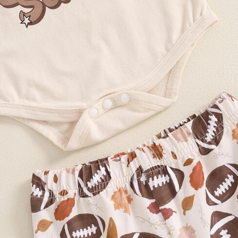 Baby Girl Football Outfit Cotton Funny Letters Print Game Day Romper+Pants+Headband 3 Pcs Fall Clothes Set in Saudi Arabia