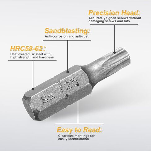 Harfington 5pcs T25 Torx screwdriver bit 1/4 "Hex Shank 25mm/1" S2 Steel Star 6 Points Hex Stex Security Screuct Bits with Hole for Impact in Saudi Arabia