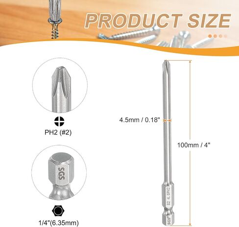 HARFINGTON 5pcs #1 Phillips Screwdriver Bit PH1 1/4" Hex Shank 2" (50mm) Long 0.16" Rod Magnetic Cross Head Drill Bits S2 Steel Industrial Screw Driver for Power Screwdrivers Drills, Silver in Saudi Arabia