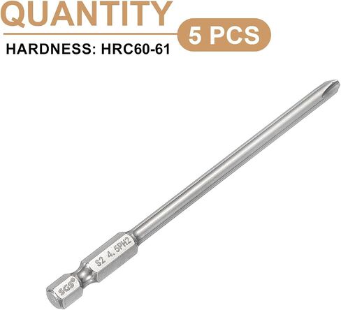 HARFINGTON 5pcs #1 Phillips Screwdriver Bit PH1 1/4" Hex Shank 2" (50mm) Long 0.16" Rod Magnetic Cross Head Drill Bits S2 Steel Industrial Screw Driver for Power Screwdrivers Drills, Silver in Saudi Arabia