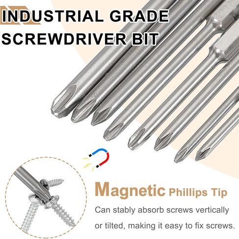 HARFINGTON 5pcs #1 Phillips Screwdriver Bit PH1 1/4" Hex Shank 2" (50mm) Long 0.16" Rod Magnetic Cross Head Drill Bits S2 Steel Industrial Screw Driver for Power Screwdrivers Drills, Silver in Saudi Arabia