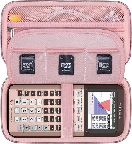 حقيبة سفر صلبة من Supmay لجهاز Texas Instruments TI-84 Plus CE/TI-84 Plus/TI-83 Plus CE، آلة حاسبة للرسوم البيانية الملونة، حامل تخزين مع جيوب شبكية لكابل الشاحن، دليل المستخدم والمزيد، ذهبي وردي in Kuwait