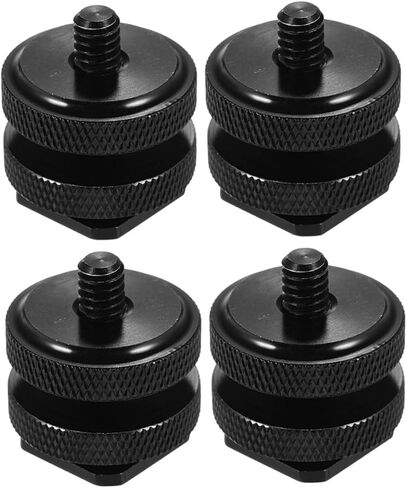 POPETPOP 4 PCS Tripod Screw Adapter with Double Screws Hot Shoe Mount for Camera Microphone LED Light and DSLR Accessories and Easy to Lock in Saudi Arabia