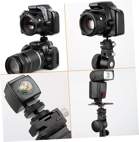 POPETPOP 4 PCS Tripod Screw Adapter with Double Screws Hot Shoe Mount for Camera Microphone LED Light and DSLR Accessories and Easy to Lock in Saudi Arabia
