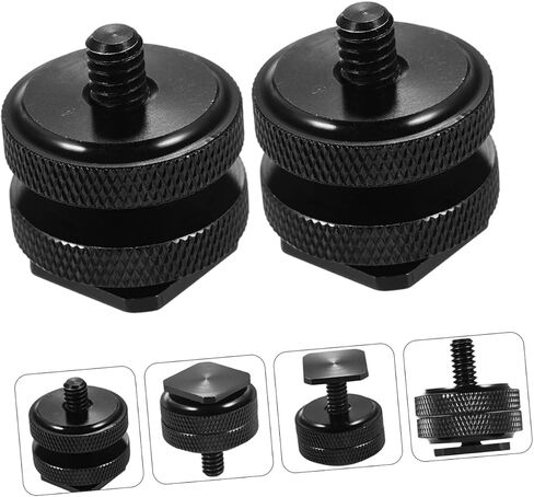 POPETPOP 4 PCS Tripod Screw Adapter with Double Screws Hot Shoe Mount for Camera Microphone LED Light and DSLR Accessories and Easy to Lock in Saudi Arabia
