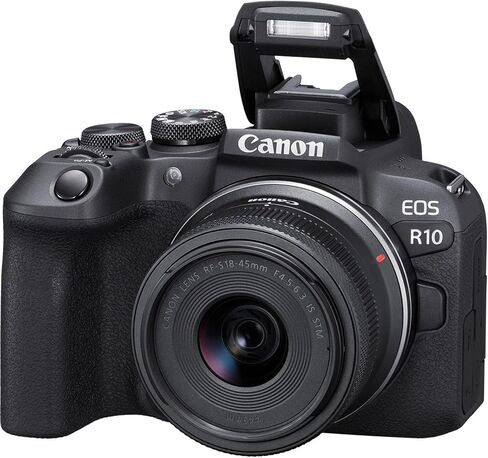 Canon EOS R10 Mirrorless Camera with RF-S 18-45mm f/4.5-6.3 is STM and RF 75-300mm f/4-5.6 Lens + 128 GB Memory + Extra Battery + Camera Case + Tripod + More (24pc Bundle) (Renewed) in Saudi Arabia