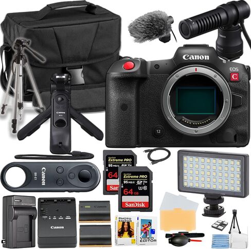 Canon EOS R5 C Mirrorless Cinema Camera Body ONLY + Canon Handgrip and Microphone + Camera Case + More (21pc Bundle) (Renewed) in Saudi Arabia