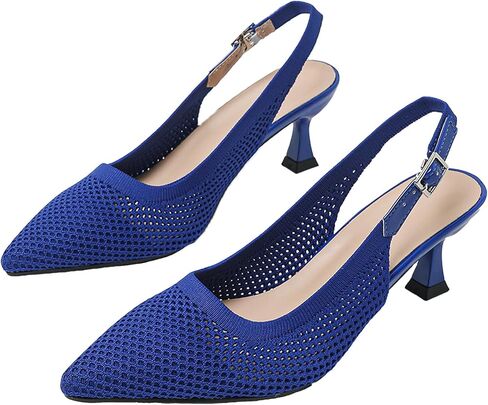 Slingback for Women's Closed Pointed Toe Kitten Heels with Ankle Strap Knitted Dress Pumps Shoes Work Wedding Everyday Parties 1.6 in Low Heels in Saudi Arabia