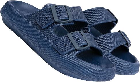 Double Buckle Adjustable Slides Sandals for Women and Men Casual Pillow Slippers for Womens EVA Flat Slides Sandals in Kuwait