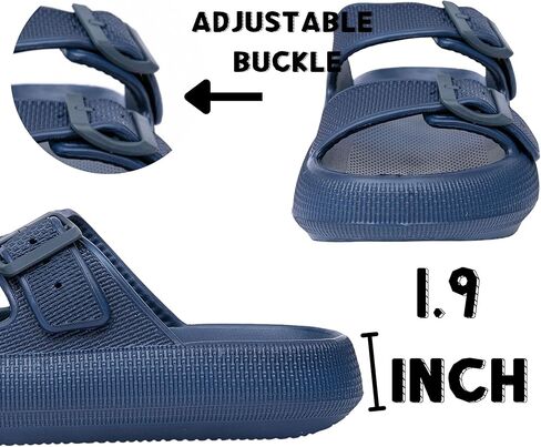 Double Buckle Adjustable Slides Sandals for Women and Men Casual Pillow Slippers for Womens EVA Flat Slides Sandals in Kuwait