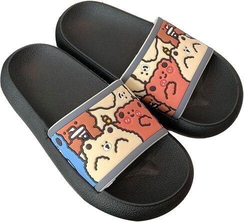 Women's Cute Bears Thick Sole Sandals Korean Non-Slip Soft Slippers Bathroom Slip-on Slides Girl's Girly Gift Indoor in Saudi Arabia