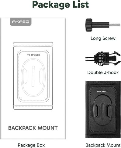 AKASO QUICE relect relear backpack strap mount for GoPro 13 12 11 10 9 ، EK7000/EK7000 Pro/Brave 4/Brave 4 Pro/Brave 7 Le/Brave 7/Brave 8 and Other Action Cameras in Saudi Arabia