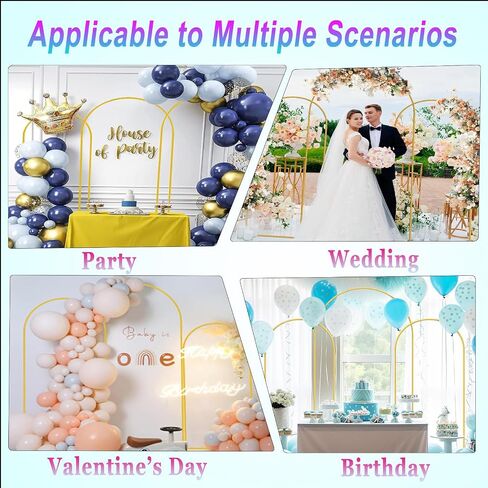 PADTIC Wedding Arch Backdrop Stand,Set of 3 Gold Metal Arch Stand,7.2FT,6.6FT,6FT Arched Backdrop Frame, Balloon Arched Backdrop Stand for Birthday Party Wedding Ceremony Baby Shower Graduation Decor in Kuwait