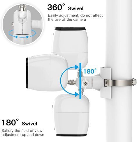 Outdoor Camera Mount for Arlo Pro 5S/Pro 4/Pro 3/Ultra 2/Essential XL, for eufyCam 2C/2C Pro and More 1/4’’ Threaded Camera No Drill Pole Mount(White, 1 Pack) in Saudi Arabia