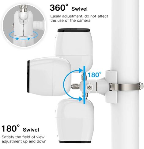 Outdoor Camera Mount for Arlo Pro 5S/Pro 4/Pro 3/Ultra 2/Essential XL, for eufyCam 2C/2C Pro and More 1/4’’ Threaded Camera No Drill Pole Mount(White, 1 Pack) in Saudi Arabia