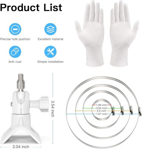 Outdoor Camera Mount for Arlo Pro 5S/Pro 4/Pro 3/Ultra 2/Essential XL, for eufyCam 2C/2C Pro and More 1/4’’ Threaded Camera No Drill Pole Mount(White, 1 Pack) in Saudi Arabia