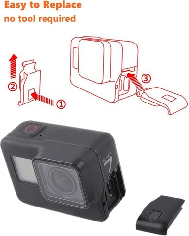 غطاء الباب الجانبي البديل لـ GoPro Hero 7 أسود ، مقاوم للأتربة ومقاومة للماء USB-C HDMI Cover Cover Assories ، مناسبة لـ GoPro Hero 7 Black in Saudi Arabia