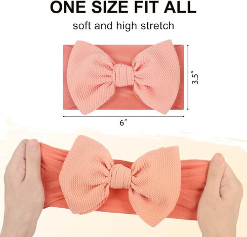 Handmade Large Knot Tied Bow Headband - Stretchy Nylon Soft Elastic Wide Headwraps for Newborns in 12 Colors in Kuwait