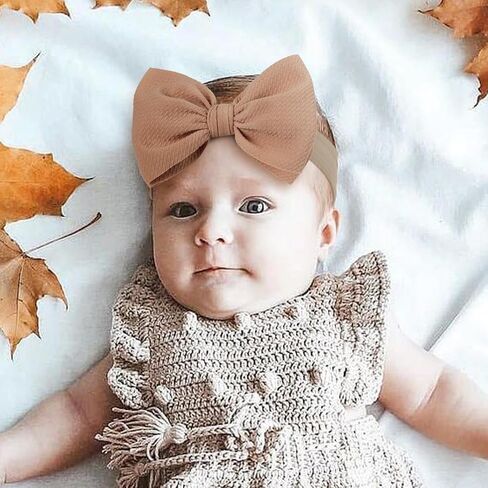 Handmade Large Knot Tied Bow Headband - Stretchy Nylon Soft Elastic Wide Headwraps for Newborns in 12 Colors in Kuwait