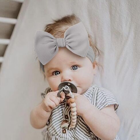 Handmade Large Knot Tied Bow Headband - Stretchy Nylon Soft Elastic Wide Headwraps for Newborns in 12 Colors in Kuwait
