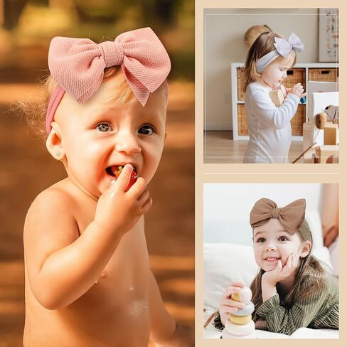Handmade Large Knot Tied Bow Headband - Stretchy Nylon Soft Elastic Wide Headwraps for Newborns in 12 Colors in Kuwait