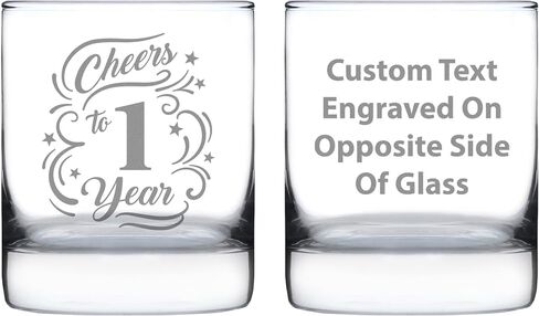 Cheers to 1 Year - Whiskey Rocks Glass Gifts for Women & Men - 1st Anniversary Party Decor - 10.25 Oz Glasses in Kuwait
