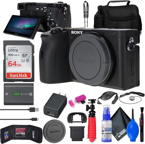 كاميرا Sony A6600 بدون مرآة (ILCE6600/B) + 64GB بطاقة + CARD READER + CASE + FLEX TRUPOD + حزام يدوي + محفظة الذاكرة + KAPER KEYER + KINING KING (متجدد) in Saudi Arabia