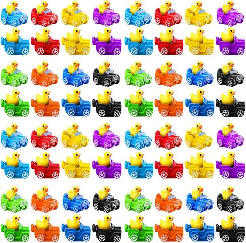 80 Pcs Mini Duck with Car 8 Color Figurine Toys Funny Yellow Ducks Driving Toys Micro Garden Landscape Dollhouse Cake Decoration Potted Plants DIY Craft Charms for Party Gift in Saudi Arabia