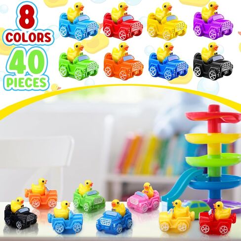 80 Pcs Mini Duck with Car 8 Color Figurine Toys Funny Yellow Ducks Driving Toys Micro Garden Landscape Dollhouse Cake Decoration Potted Plants DIY Craft Charms for Party Gift in Saudi Arabia