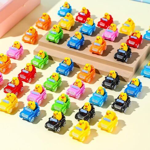 80 Pcs Mini Duck with Car 8 Color Figurine Toys Funny Yellow Ducks Driving Toys Micro Garden Landscape Dollhouse Cake Decoration Potted Plants DIY Craft Charms for Party Gift in Saudi Arabia