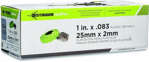 STINGER NailPac Cap Nails - 1" 304 Stainless Steel Nails with 1" Plastic Collated Caps (0136264), for use with CN100B & CN100 Cap Nailers in Saudi Arabia