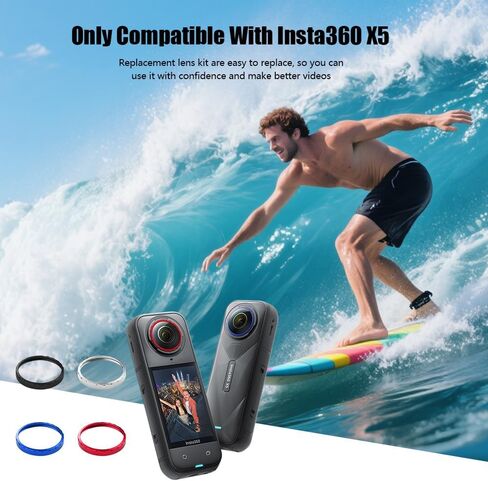 طقم استبدال العدسات لـ Insta360 x5 ، Portbale [2 pcs] غطاء زجاجي بصري مع أداة إزالة + 2 قاعدة رمادية ، وتثبيت سهلة ، مجموعة كاميرا واقي العدسة لـ Insta 360 X5 Accessories in Saudi Arabia