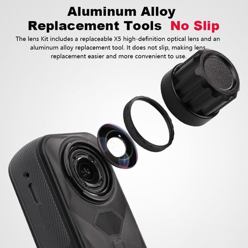 طقم استبدال العدسات لـ Insta360 x5 ، Portbale [2 pcs] غطاء زجاجي بصري مع أداة إزالة + 2 قاعدة رمادية ، وتثبيت سهلة ، مجموعة كاميرا واقي العدسة لـ Insta 360 X5 Accessories in Saudi Arabia