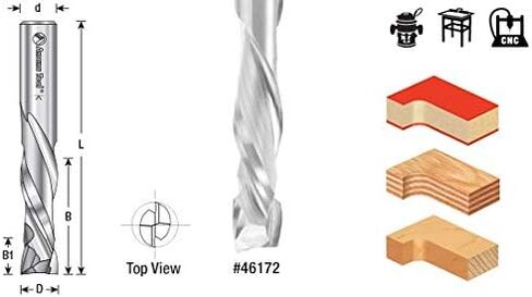 Amana Tool 46171-5 5 Pack CNC Carbide Compression Compression Spiral 3/8 D X 7/8 CH X 3/8 SHK X 3 INC in Saudi Arabia