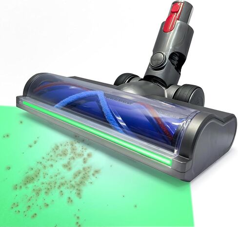 ترقية رأس الفرشاة الخضراء LED LED Green Light Direct Direct Direct Lead لـ Dyson V7 و V8 و Cyclone V10 و V11 و V15 Cordless Cleaners مناسبة للسجاد والسجاد والأرضية الصلبة والأوساخ المخفية in Kuwait