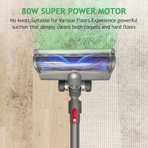 ترقية رأس الفرشاة الخضراء LED LED Green Light Direct Direct Direct Lead لـ Dyson V7 و V8 و Cyclone V10 و V11 و V15 Cordless Cleaners مناسبة للسجاد والسجاد والأرضية الصلبة والأوساخ المخفية in Kuwait