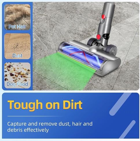 ترقية رأس الفرشاة الخضراء LED LED Green Light Direct Direct Direct Lead لـ Dyson V7 و V8 و Cyclone V10 و V11 و V15 Cordless Cleaners مناسبة للسجاد والسجاد والأرضية الصلبة والأوساخ المخفية in Kuwait
