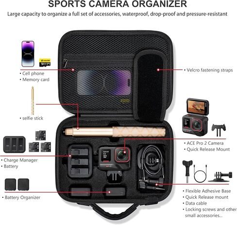 Ace Pro 2 Carrying Case for Insta360 Ace Pro 2, Portable PU Storage Travel Bag for Insta 360 Ace Pro 2 /Ace Pro/ACE Accessories Compatible with Selfie Stick/Charge Hub in Saudi Arabia