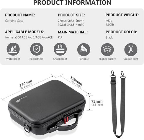 Ace Pro 2 Carrying Case for Insta360 Ace Pro 2, Portable PU Storage Travel Bag for Insta 360 Ace Pro 2 /Ace Pro/ACE Accessories Compatible with Selfie Stick/Charge Hub in Saudi Arabia