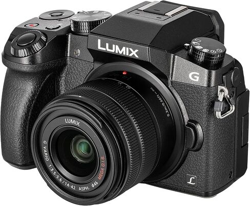 Panasonic Lumix DMC-G7 Mirrorless Digital Camera with 14-42mm Lens (Black) (DMC-G7KK) with LED Light + DMW-BLC12 Battery + 32GB Memory Card + Soft Bag + 12 Inch Tripod + More in Saudi Arabia