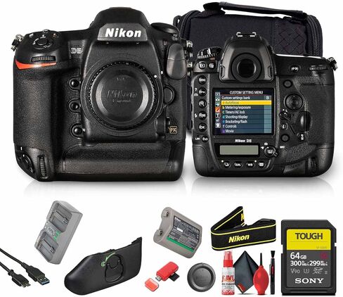 Nikon D5 DSLR Camera Body (1557) 20.8 MP FX-Format CMOS Sensor ، Expeed 5 Processor ، 12 FPS ، 4K UHD Video ، 153-POINT AUTOFUS ، فتحات بطاقة XQD المزدوجة + CASE + 64GB CARD + أكثر (تم تجديدها) in Saudi Arabia