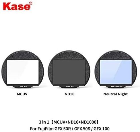 Kase Clip-in 3 Filter Kit ، Neutral Night ، UV ، ND16 4 Stop Fecticed for Fujifilm GFX 50R / GFX 50S / GFX 100 / GFX 100S FUJI Camera in Saudi Arabia