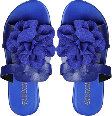 GORGLITTER Women's 3D Flower Sandals Strappy Dressy Open Toe Slip On Vacation Slide Shoes in Saudi Arabia