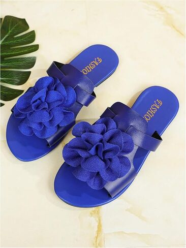 GORGLITTER Women's 3D Flower Sandals Strappy Dressy Open Toe Slip On Vacation Slide Shoes in Saudi Arabia