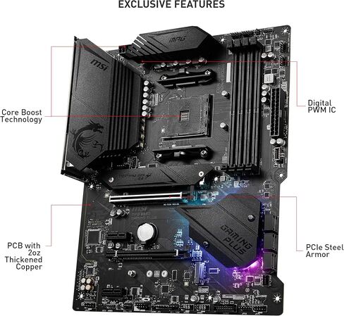 MSI MPG B550 GAMING PLUS Gaming Motherboard (AMD AM4, DDR4, PCIe 4.0, SATA 6Gb/s, M.2, USB 3.2 Gen 2, HDMI/DP, ATX) in Kuwait