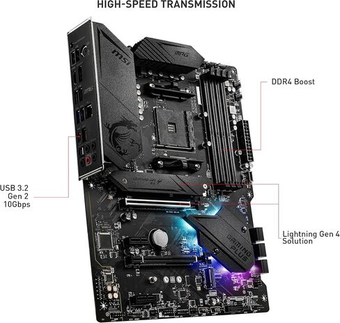 MSI MPG B550 GAMING PLUS Gaming Motherboard (AMD AM4, DDR4, PCIe 4.0, SATA 6Gb/s, M.2, USB 3.2 Gen 2, HDMI/DP, ATX) in Kuwait