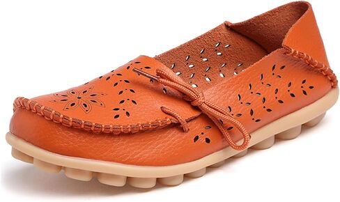 Solaud Womens Driving Moccasins Leather Loafers Comfortable Casual Breathable Slip On Walking Soft Round Toe Lightweight Flats Shoes in Saudi Arabia