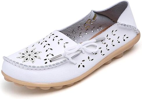 Solaud Womens Driving Moccasins Leather Loafers Comfortable Casual Breathable Slip On Walking Soft Round Toe Lightweight Flats Shoes in Saudi Arabia