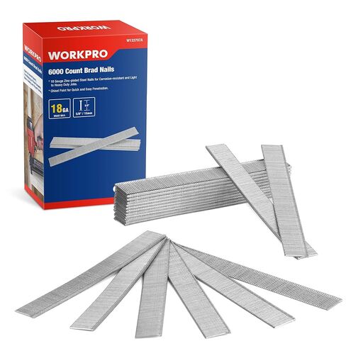 WORKPRO 5/8'' 18 Gauge Brad Nails, 6000 Count Finishing Nails, Universal Brad Nail Gun Nails for Pneumatic & Electric Brad Nailers in Saudi Arabia
